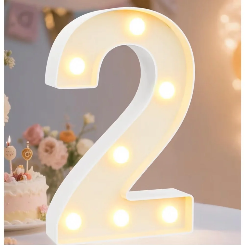 White LED Marquee Number '2' Party Light